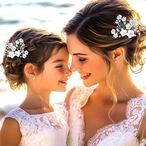 Fstrend Wedding Bridal Hair Pins Bride Flower Pieces Rhinestone Pearls Accessories Clip for Women and Girls - Image 4