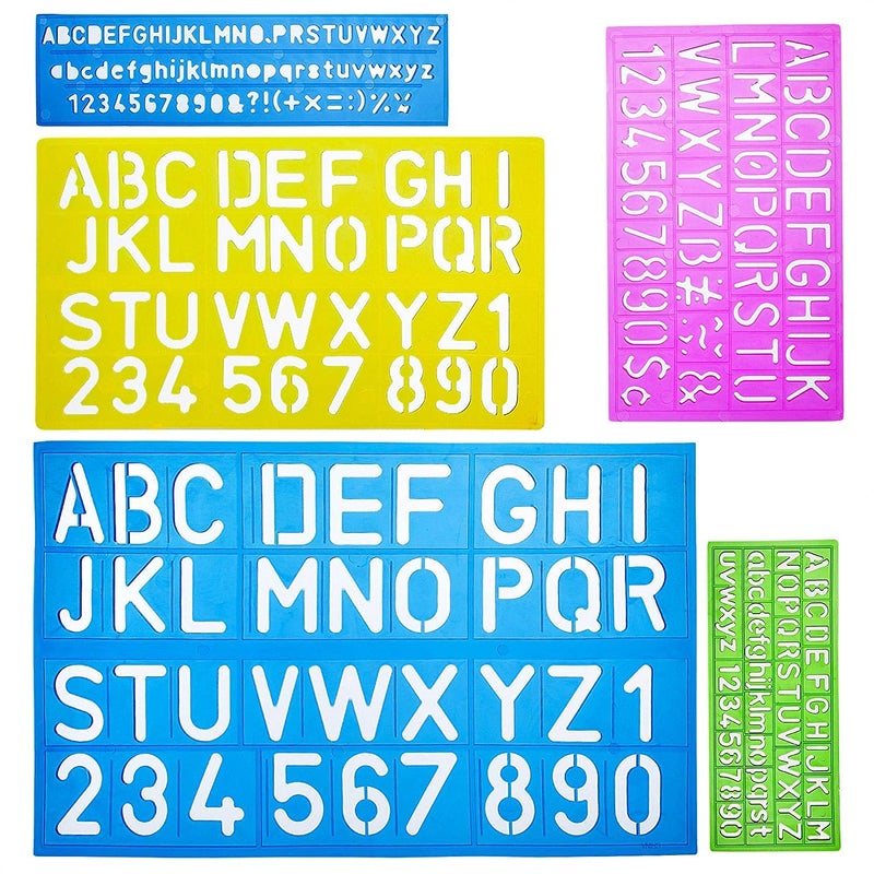 Dequera Alphabet Templates Alphabet Stencils Pack of 5 Letter Stencils Template Letters Stencils Letters and Numbers Art Stencils Drawing Tools Drafting Supplies Tracing Letters and Numbers