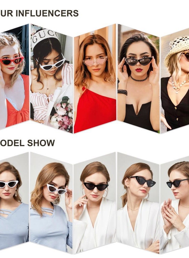 Sojos Retro Vintage Narrow Cat Eye Sunglasses for Women Clout Goggles Plastic Frame Cardi SJ2044 with Black Frame/Grey Lens, A Black/Grey, Tiny - Image 4