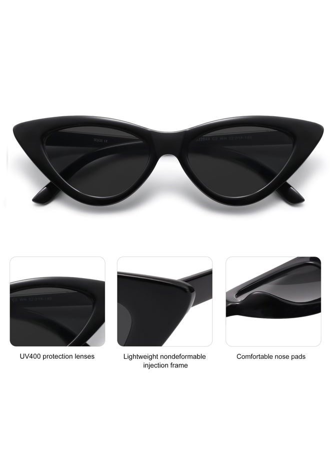Sojos Retro Vintage Narrow Cat Eye Sunglasses for Women Clout Goggles Plastic Frame Cardi SJ2044 with Black Frame/Grey Lens, A Black/Grey, Tiny - Image 3