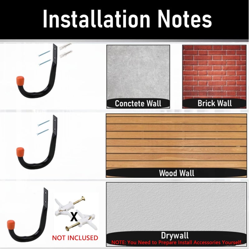 Serplex Heavy Duty Garage Hooks For Hanging6Pcs Metal Utility Hooks Garage Wall Storage HooksLadder HooksWall Mount J Utility Hooks With Wall Anchors ScrewsMetal Hooks For GarageGarden Black - Image 3