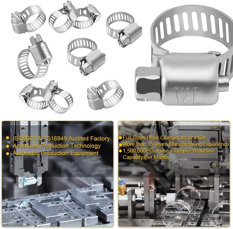 WINL Stainless Steel Hose Clamps 1/2'' - 24PK Size 4 Worm Gear Drive Hose Clamps Small Clamping Range 1/4 Inch to 5/8 Inch (6mm-16mm) for Automotive Fuel Line,1/4 Inch,1/2 Inch - Image 5