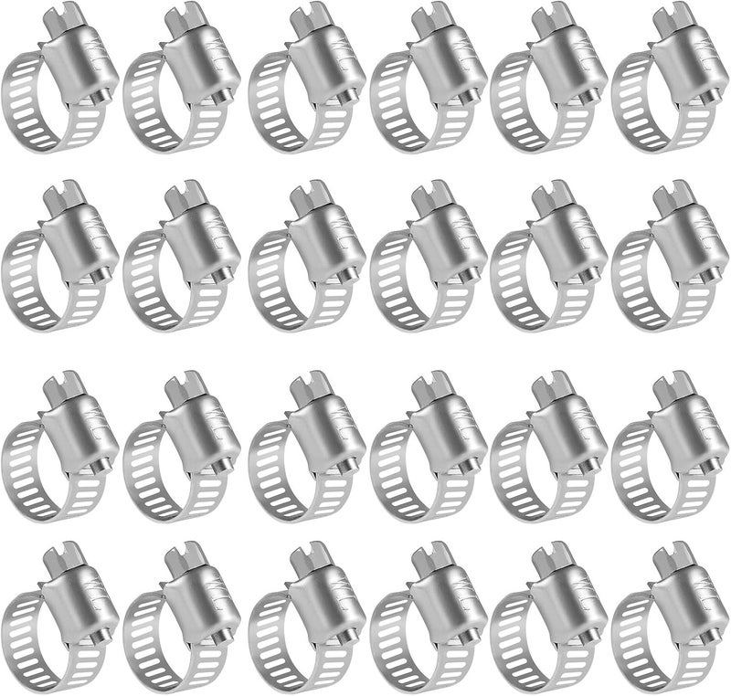 WINL Stainless Steel Hose Clamps 1/2'' - 24PK Size 4 Worm Gear Drive Hose Clamps Small Clamping Range 1/4 Inch to 5/8 Inch (6mm-16mm) for Automotive Fuel Line,1/4 Inch,1/2 Inch - Image 1