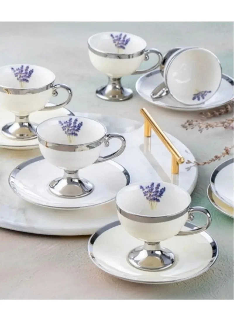 أكار HXF5177 Porcelain Lavender Coffee Cup Set of 6