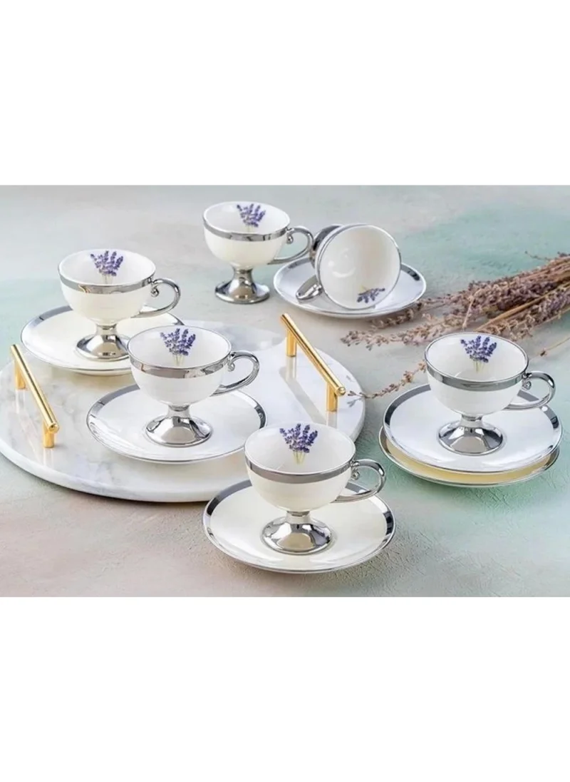 أكار HXF5177 Porcelain Lavender Coffee Cup Set of 6