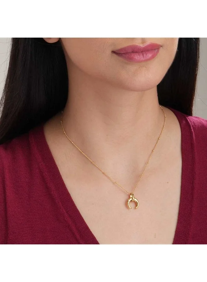 Palmonas  PALMONAS 18k Gold Tone Plated Tiny Horn Necklace\n for Women for Women | Best Price UAE