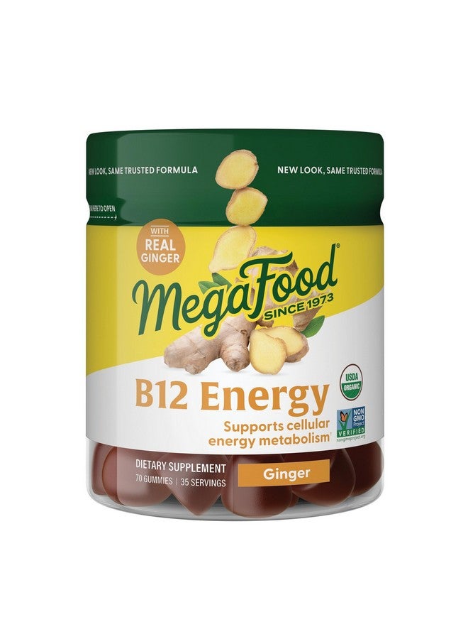 MegaFood Vitamin B12 Energy Gummies - Vegan - With Methyl B12 Vitamins to Support Cellular Energy Production - Ginger - Daily Vitamin B12 Supplement - USDA Organic - 70 Gummies, 35 Servings - Image 1