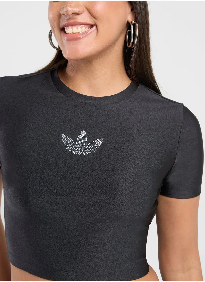 اديداس اوريجينالز Rhinestone Trefoil T-Shirt