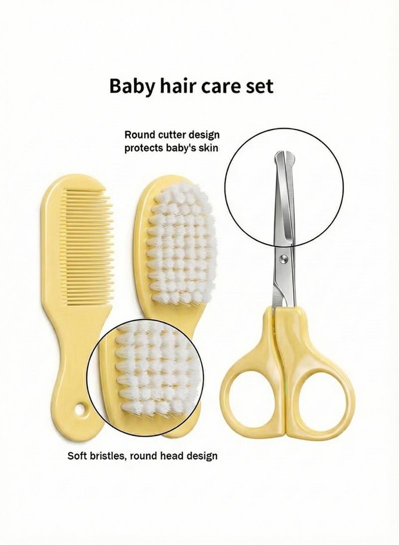 YOONISPRO 8-Piece Baby Care Kit with Thermometer, Nasal Aspirator Toothbrush Emery Board, Nail Clipper, Scissor, Brush and Comb Portable Essential Daily Care Bathing Tool for Toddler Infant Yellow - Image 4