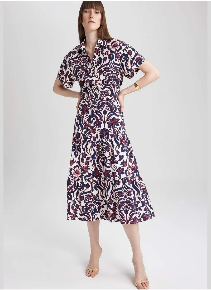 DeFacto Floral Print Maxi Poplin Skirt