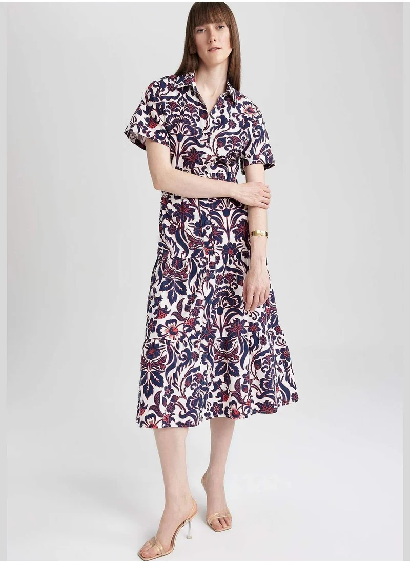 DeFacto Floral Print Maxi Poplin Skirt