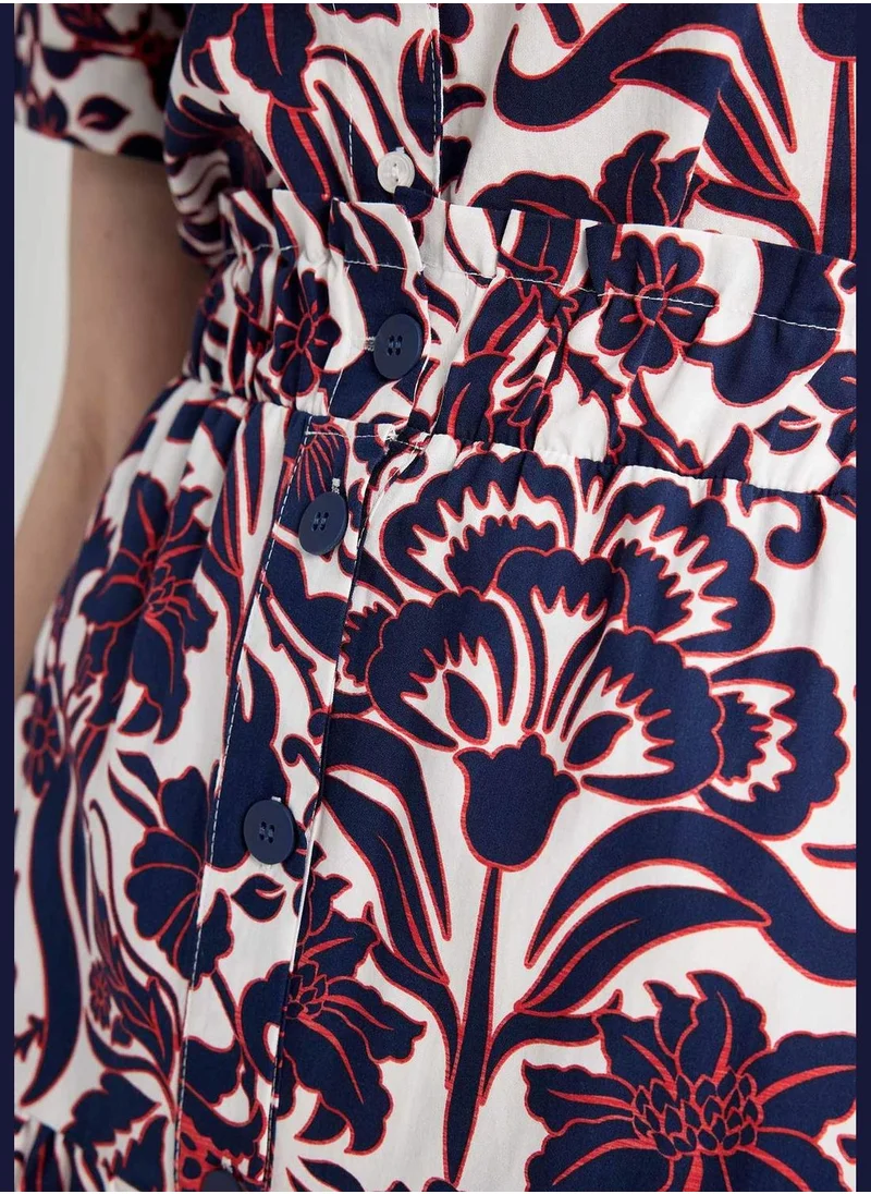 DeFacto Floral Print Maxi Poplin Skirt