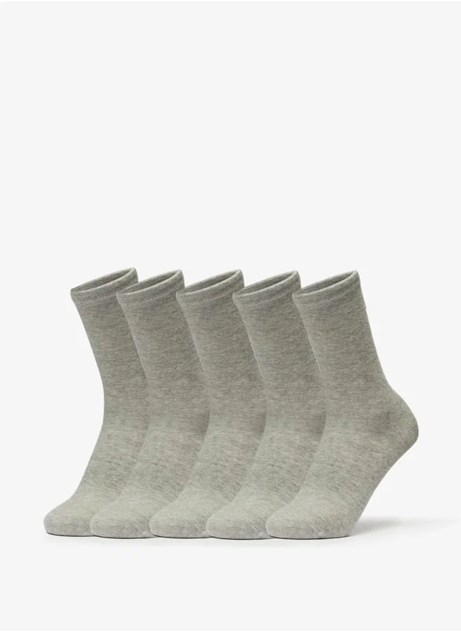 جونيورز Solid Crew Length Socks - Set of 5
