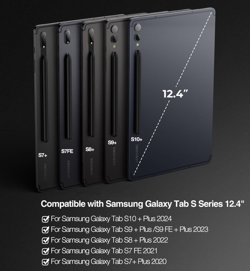 Dexnor for Samsung Galaxy Tab S10+ Plus/S9+ Plus/S9 FE+ Plus/S8+ Plus/S7+ Plus/S7 FE Case with Keyboard 12.4" Floating Cantilever Magnetic Stand Multi-Touch Trackpad Backlit S Pen Holder - Black - Image 2