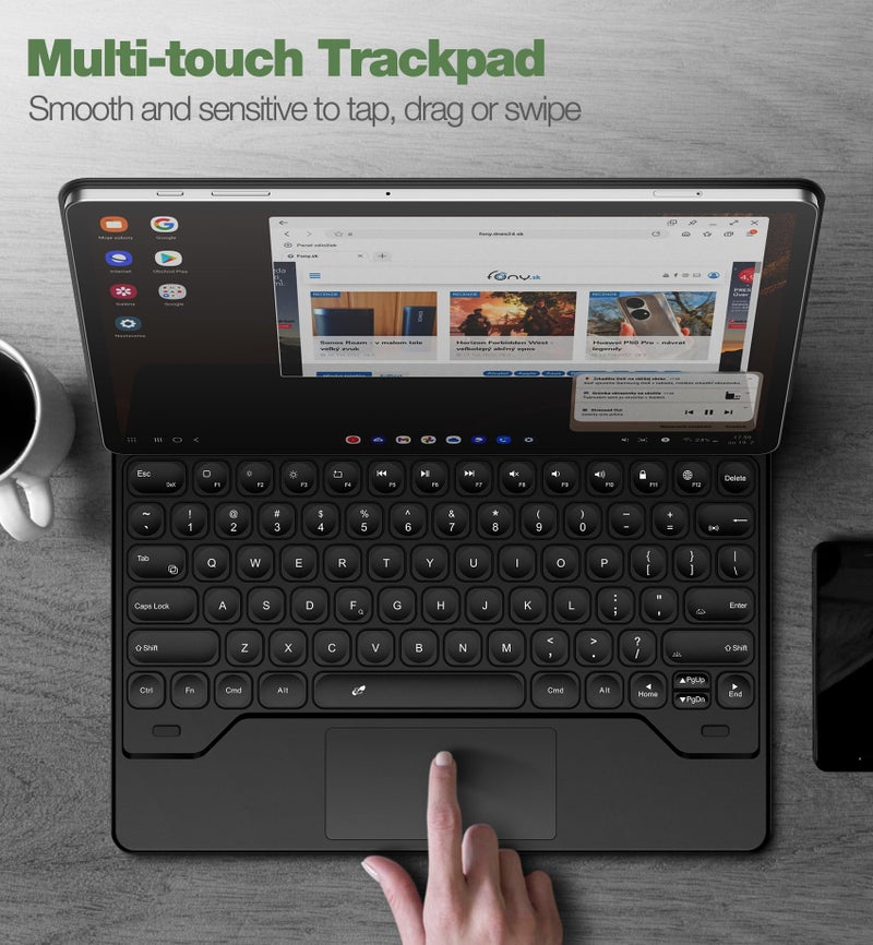 Dexnor for Samsung Galaxy Tab S10+ Plus/S9+ Plus/S9 FE+ Plus/S8+ Plus/S7+ Plus/S7 FE Case with Keyboard 12.4" Floating Cantilever Magnetic Stand Multi-Touch Trackpad Backlit S Pen Holder - Black - Image 5