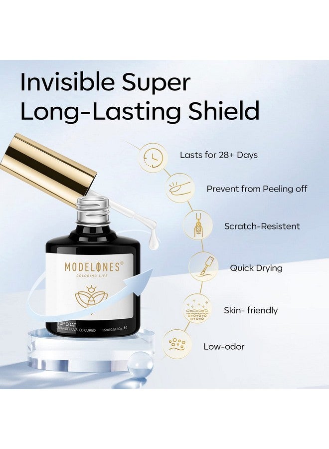modelones modelones Gel Nail Glue and Top Coat 15ml 4 in 1 Nail Glue Base Coat Nail Glue Kit 2Pcs for Gel Nail Polish No Wipe Top Coat High Gloss, Rhinestone Glue False Nails, Blooming Nail Art Gel - Image 5