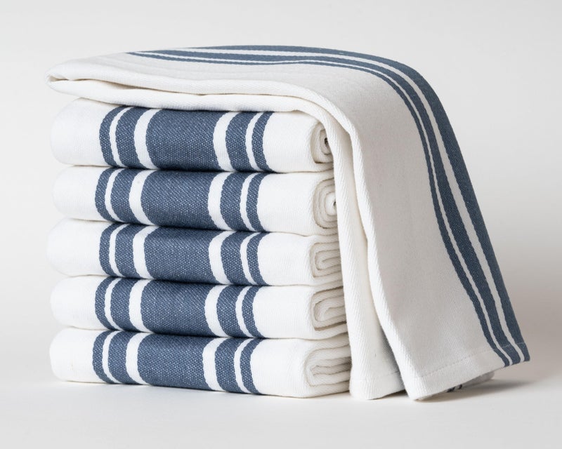 Casa De Lan Kitchen Towels Set â€“ Pack of 6 (20â€™â€™ x 30â€™â€™) Extra Large Premium Cotton Dish Towels for Kitchen â€“ Super Striped Towels â€“ Absorbent â€“ 100% Cotton â€“ with Hanging Loop â€“ Blue - Image 2