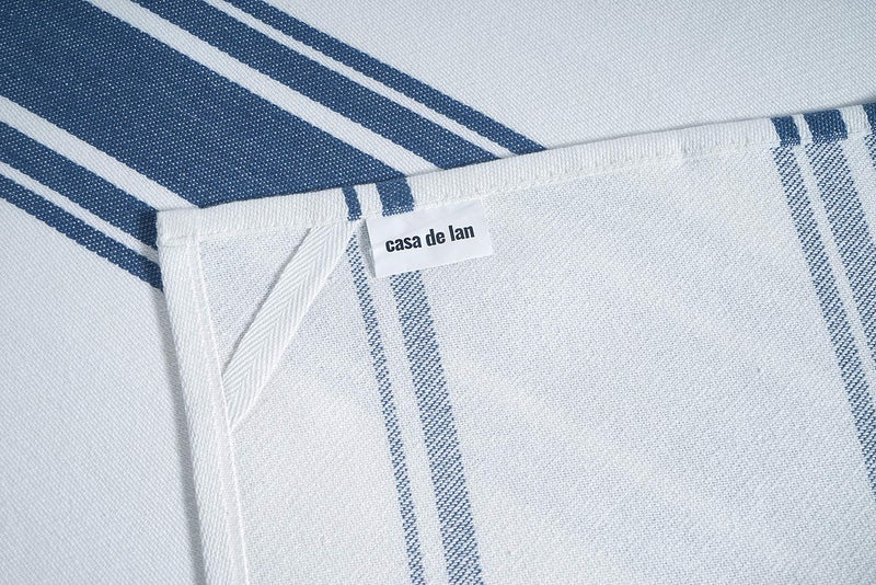 Casa De Lan Kitchen Towels Set â€“ Pack of 6 (20â€™â€™ x 30â€™â€™) Extra Large Premium Cotton Dish Towels for Kitchen â€“ Super Striped Towels â€“ Absorbent â€“ 100% Cotton â€“ with Hanging Loop â€“ Blue - Image 5