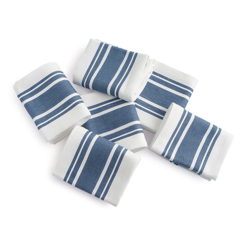 Casa De Lan Kitchen Towels Set â€“ Pack of 6 (20â€™â€™ x 30â€™â€™) Extra Large Premium Cotton Dish Towels for Kitchen â€“ Super Striped Towels â€“ Absorbent â€“ 100% Cotton â€“ with Hanging Loop â€“ Blue - Image 4