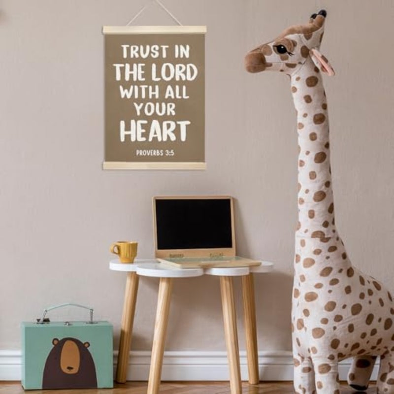 Christian Brown Poster Hanger Frame Wall Decor, Scripture Bible Verse Trust in The Lord with All Your Heart Prints for Wall Decor Art, Vintage Pictures Hanging for Church Prayer Room 12x16in - Image 5