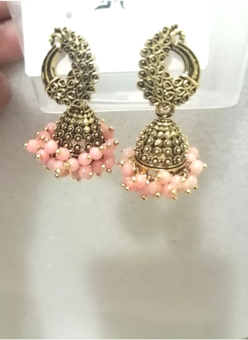 Generic - Fashionable Traditional Jhumki Earrings for Women and Girls - Peach - Image 1