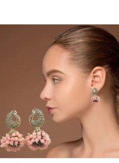 Fashionable Traditional Jhumki Earrings for Women and Girls - Peach