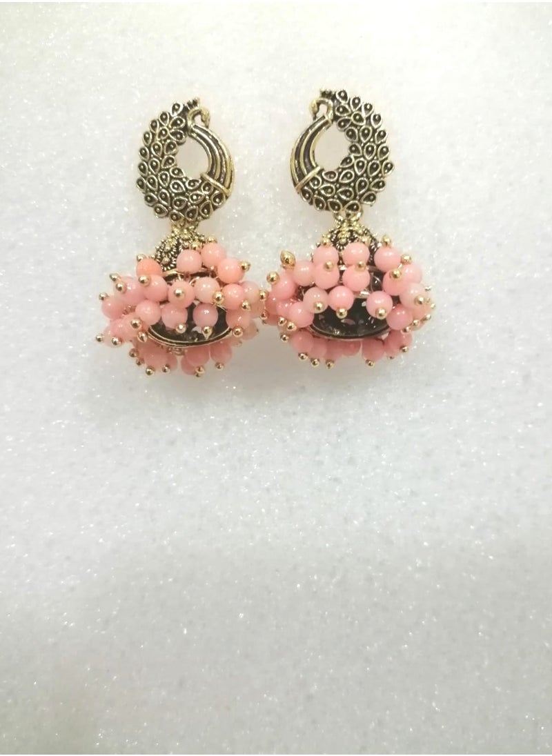 Generic - Fashionable Traditional Jhumki Earrings for Women and Girls - Peach - Image 1