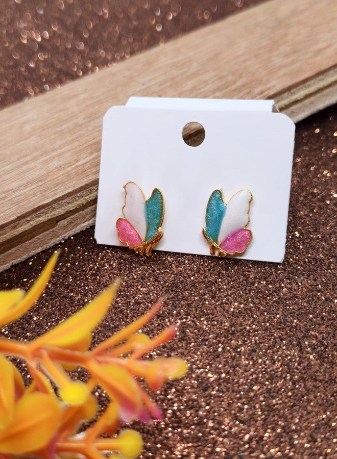 KWORLD Korean Earrings Set For Women Golden Earring Combo of 4 Korean Earrings for Girls Stylish Fancy Pearl | Butterfly | Floral | Bow | Meenakari | Diamond Earrings | Latest Luxury Jewellery | Drops & Danglers - Image 3