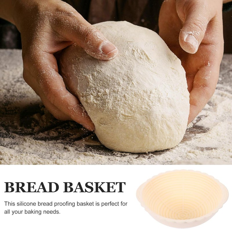 Silicone Bread Proofing Basket Dough Rising Bowl, round Light Beige Banneton for Sourdough Baking and Bread Making at Home - Image 3