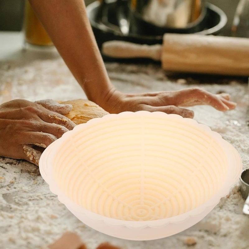 Silicone Bread Proofing Basket Dough Rising Bowl, round Light Beige Banneton for Sourdough Baking and Bread Making at Home - Image 5