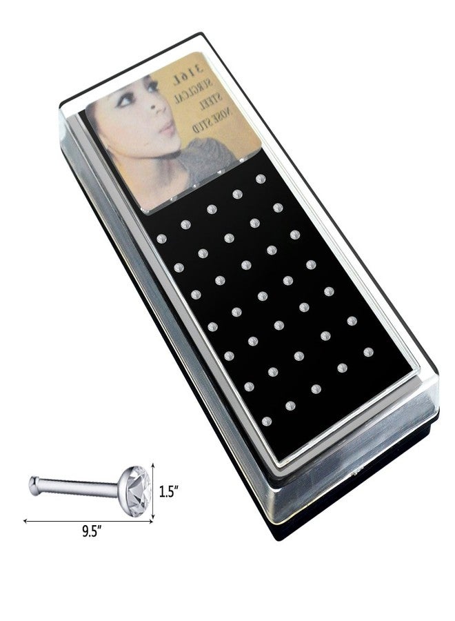 cnomg 2 Sets 120 pcs Stainless Steel Nose Ring Body Piercing Jewelry Nose Bone Stud Nose Hoop Crystal Hypoallergenic White+Multicolor - Image 2