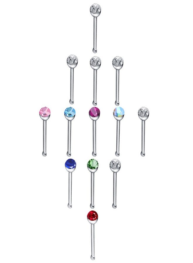 cnomg 2 Sets 120 pcs Stainless Steel Nose Ring Body Piercing Jewelry Nose Bone Stud Nose Hoop Crystal Hypoallergenic White+Multicolor - Image 5