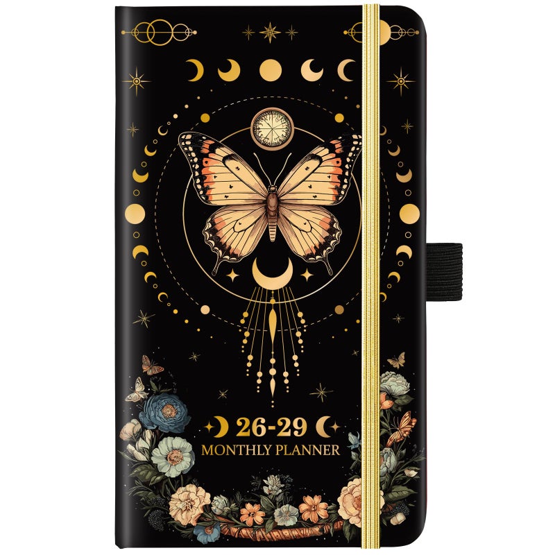 Pinchoco 2026-2029 Pocket Planner/Calendar - 3 Year Monthly Planner 2026-2029, July 2026 - June 2029(36 Months), 6.3" x 3.8", Monthly Calendar with Inner Pocket and 61 Notes Pages - Butterfly - Image 1