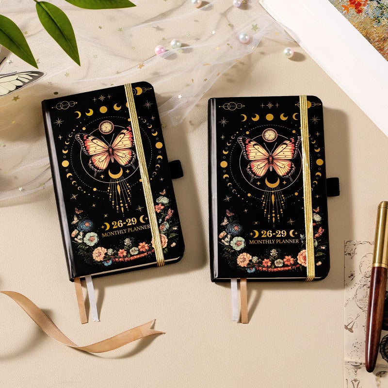 Pinchoco 2026-2029 Pocket Planner/Calendar - 3 Year Monthly Planner 2026-2029, July 2026 - June 2029(36 Months), 6.3" x 3.8", Monthly Calendar with Inner Pocket and 61 Notes Pages - Butterfly - Image 2