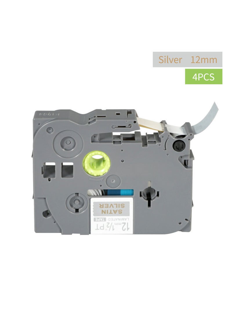 NIBEMINENT PUTY 4 Rolls Self-Adhesive Gold On Silver Label Maker Tape Multicolour  - Image 3