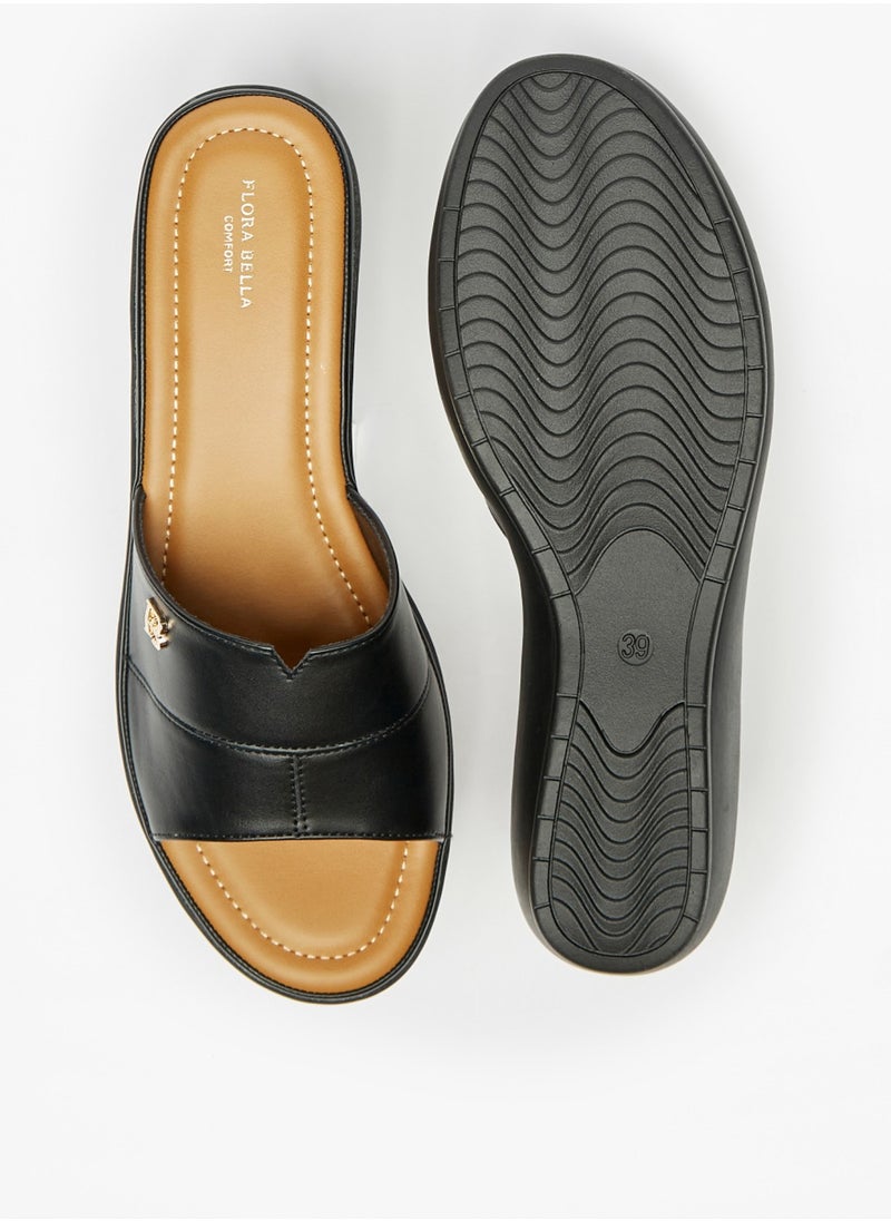 Flora Bella By Shoexpress - Womens Logo Detail Slip On Sandals By Shoexpress - Image 1