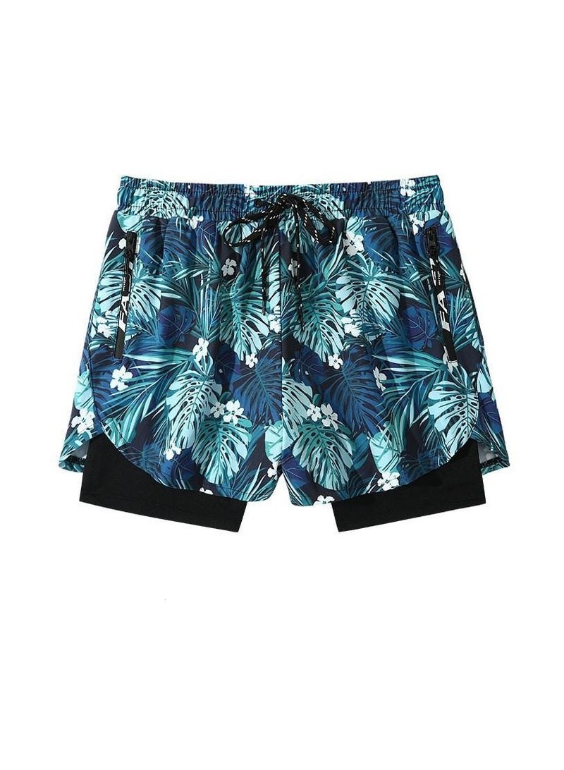 Fashionable Men's Double-Layer Quick Drying Beach Swimming Shorts  - Image 1
