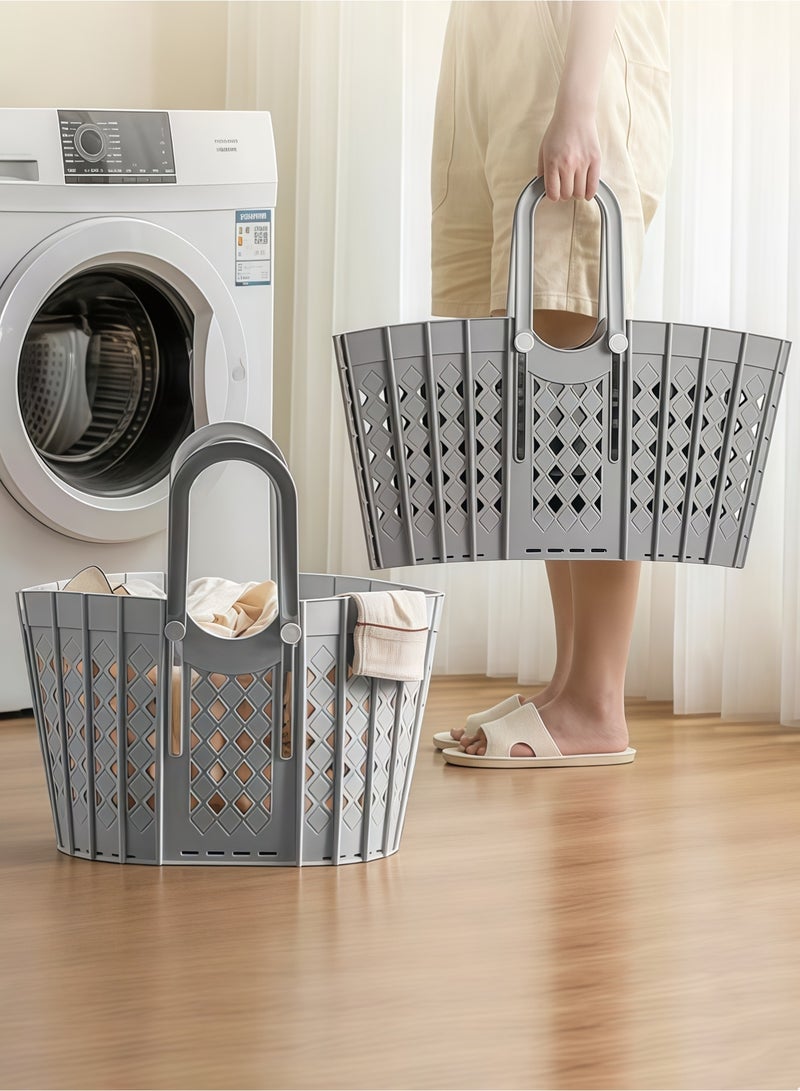 MIXDE Foldable Laudry Basket, Collapsible Clothes Laundry Hamper, Plastic Storage Laundry Box with Dual Handles, Space Saving Storage Container, Laundry Organizer Storage Bin - Image 1