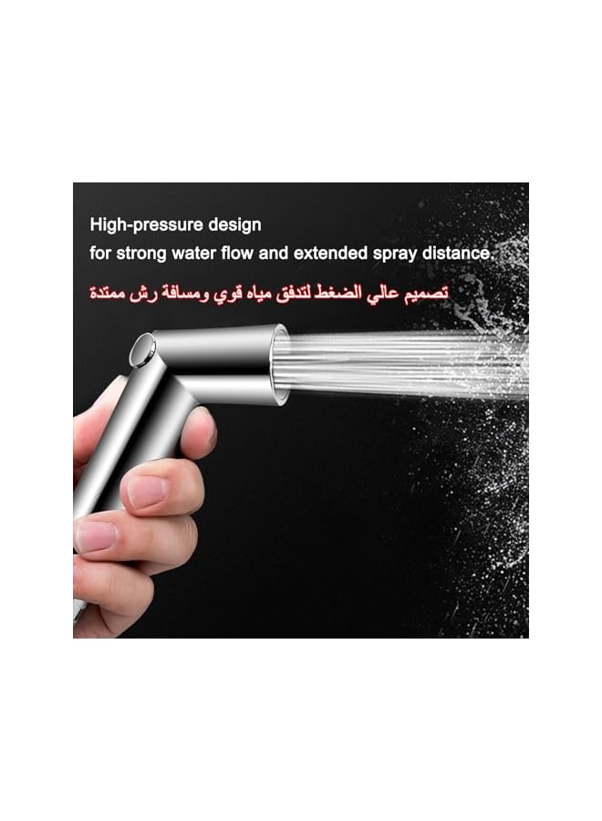 The Bros Bidet Sprayer for Toilet Shattaf Set, Adjustable Water Flow Toilet Shower Head ABS Spray Chrome, 2m Flexible Hose for Pregnant Personal Hygiene Baby Cloth Diaper Cleaning Pet - Image 3