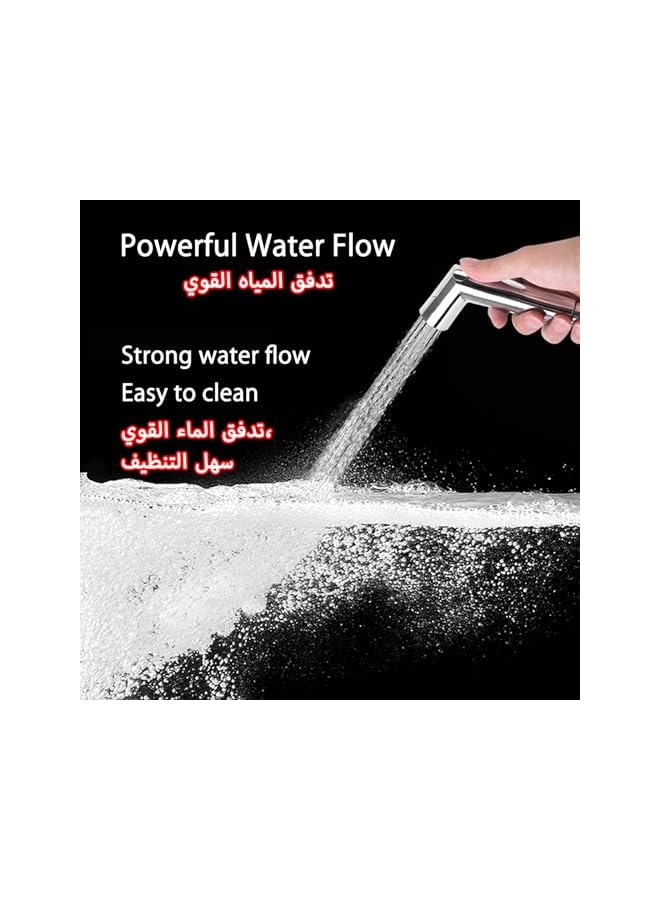 The Bros Bidet Sprayer for Toilet Shattaf Set, Adjustable Water Flow Toilet Shower Head ABS Spray Chrome, 2m Flexible Hose for Pregnant Personal Hygiene Baby Cloth Diaper Cleaning Pet - Image 2