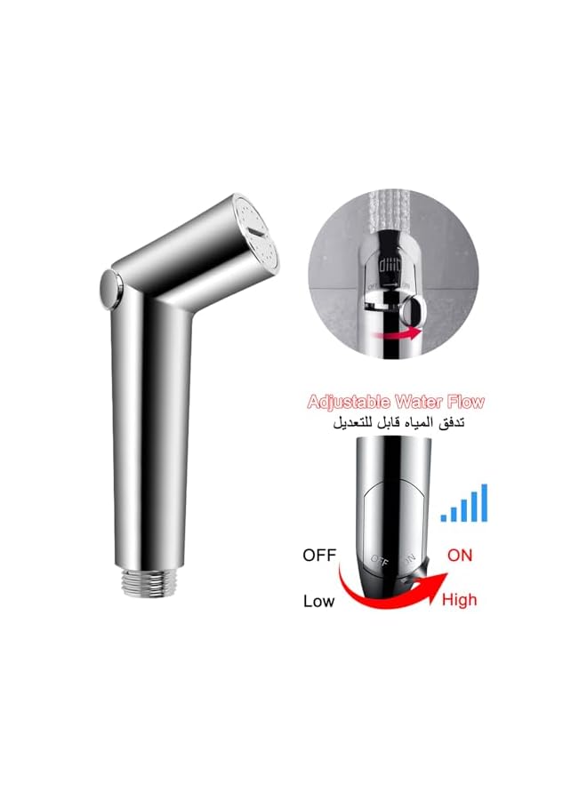 The Bros Bidet Sprayer for Toilet Shattaf Set, Adjustable Water Flow Toilet Shower Head ABS Spray Chrome, 2m Flexible Hose for Pregnant Personal Hygiene Baby Cloth Diaper Cleaning Pet - Image 4