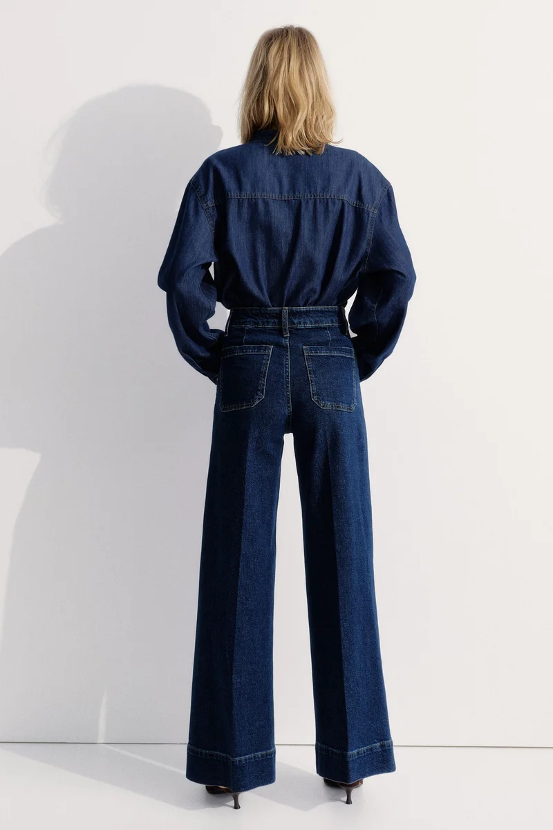 اتش اند ام جينز بخصر عالي وقصّة واسعة