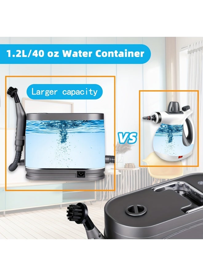 هيومان جوي جهاز تنظيف بخار منظف بخار قوي متعدد الوظائف بقدرة 1500 واط، وضعان للتنظيف، خزان ماء بسعة 1.2 لتر، جهاز بخار يدوي بدرجة حرارة 105-120 درجة مئوية، مع رأس فرشاة، لتنظيف الأرائك/السجاد/المراتب/الستائر/الأرضيات/السيارات/الأحذية/فواصل البلاط - Image 5