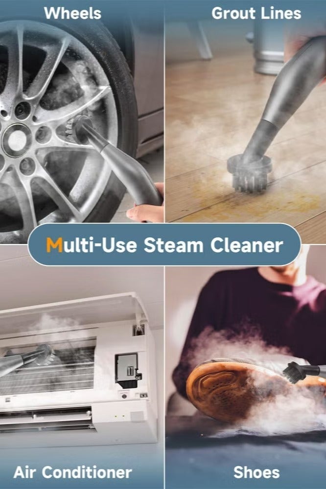 HUMJO Steam Cleaner 1500W, 2 Modes High Temperature Steamer,with 1.2L Water Tank & 5 Brush Heads for Sofa, Carpet, Mattress, Curtains, Floors, Cars, Shoes, Tiles & Grout Cleaning - Image 3