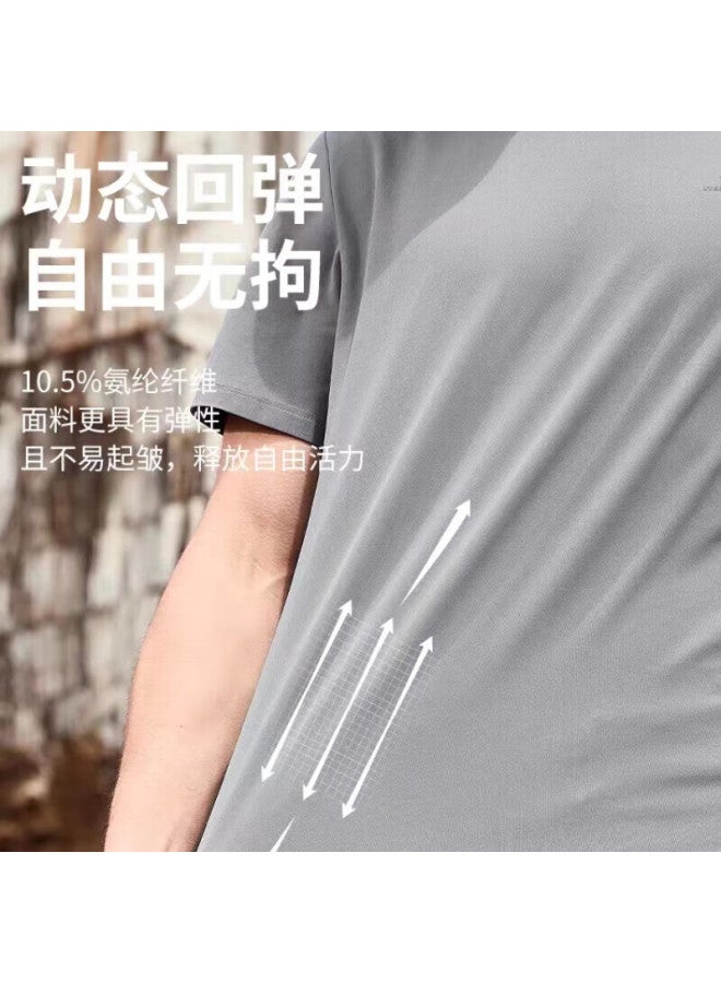 Jeep Jeep Men's Outdoor Sports Quick-drying T-shirt Men's Moisture-wicking Short-sleeve Top Men 565 Gray Blue L  - Image 2