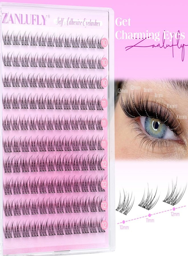 zanlufly Self Adhesive Lash Clusters Natural No Glue Individual Lashes 10-12MM Wispy Self Adhesive Eyelash Clusters with Clear Strips DIY Eyelash Extensions by zanlufly - Image 3