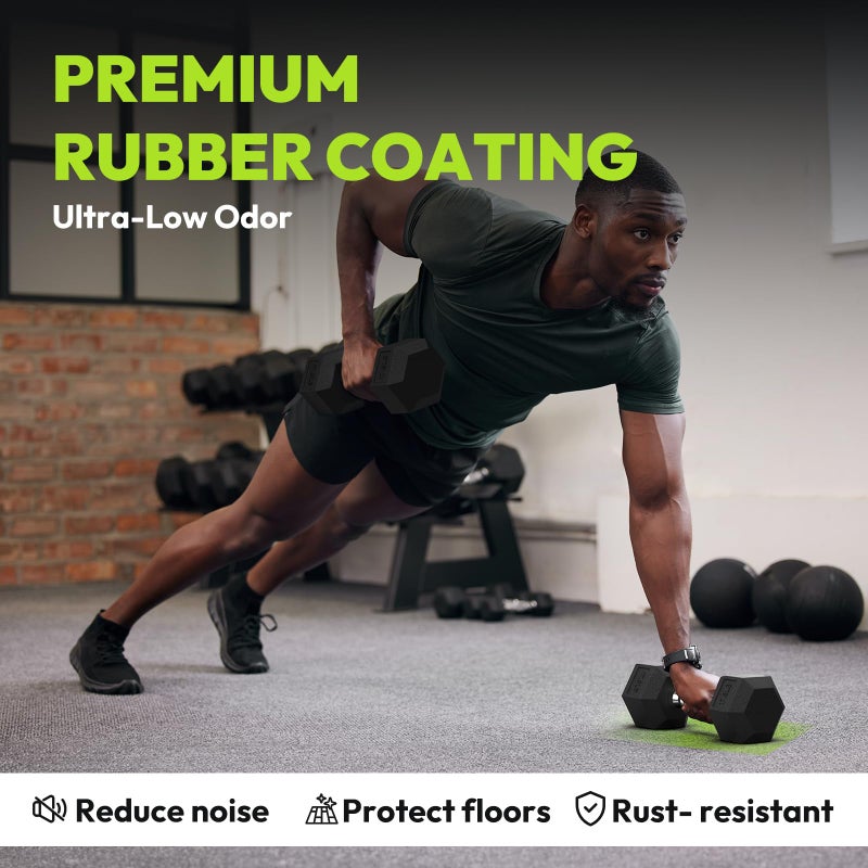 HANDBODE Hex Dumbbell Rubber Encased Strength Training Dumbbells, Hand Weight For Workout & Exercise/Pair of 5LB - Image 5