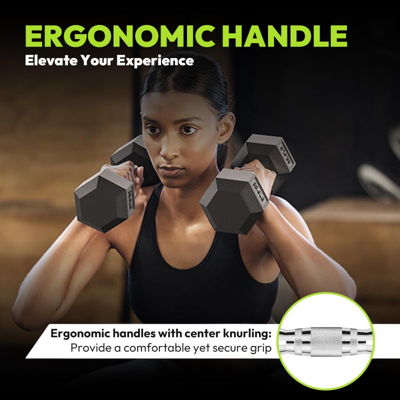 HANDBODE Hex Dumbbell Rubber Encased Strength Training Dumbbells, Hand Weight For Workout & Exercise/Pair of 5LB - Image 3