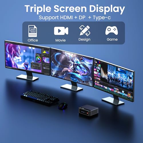 Beelink Mini PC AMD Ryzen 7 5825U Up to 4.5GHz 8C/16T, SER5 PRO Mini Computer with 32GB DDR4 RAM 1TB M.2 SSD, Support 2.5GLAN/4K Triple Screen Display(HDMI+DP+Type-C)/WiFi6/BT5.2/Home/Office - Image 4