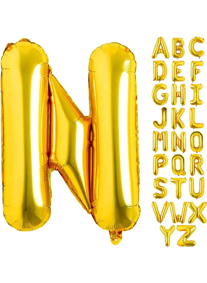 Goldedge 32 Inch Giant Gold  Letter N Foil Helium Balloons Big Single Mylar Balloon Birthday Party Decoration Supply Baby Shower (Gold N)  - Image 1